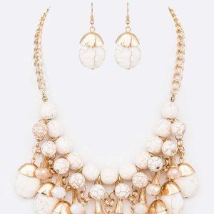 Women's Ivory & Gold-Tone Pearl Necklace Set With Earrings